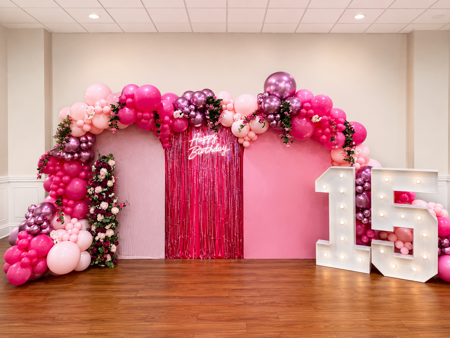 Quinceañera pink arch